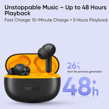 realme Buds T200 Lite Bluetooth in Ear Earbuds,4 Mic, AI ENC for Calls,48 Hours Total Playback with Fast Charging and Low Latency Gaming TWS,Google Fast Pair, with mic