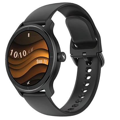 Fastrack Sleek 1.32" AMOLED 42mm Round Display Smart Watch with Silicone Strap, QR Hub, BT Calling, SPO2, Hotkey, Functional Crown, IP68 Water Resistant Upto, 5 Days Battery Life