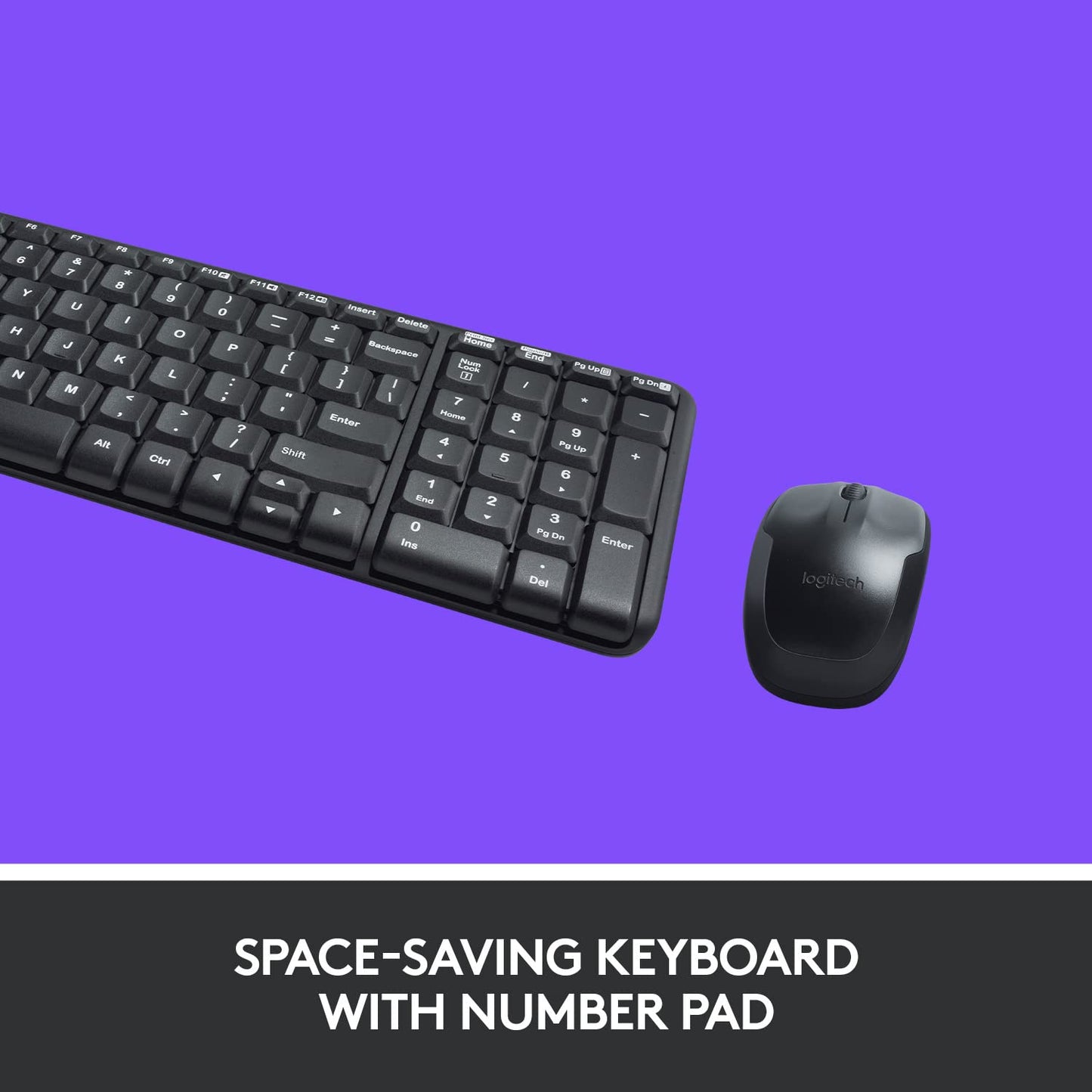 Logitech MK220 Compact Wireless Keyboard and Mouse Combo for Windows, 2.4 GHz Wireless with Unifying USB-Receiver, 24 Month Battery, Compatible with PC, Laptop