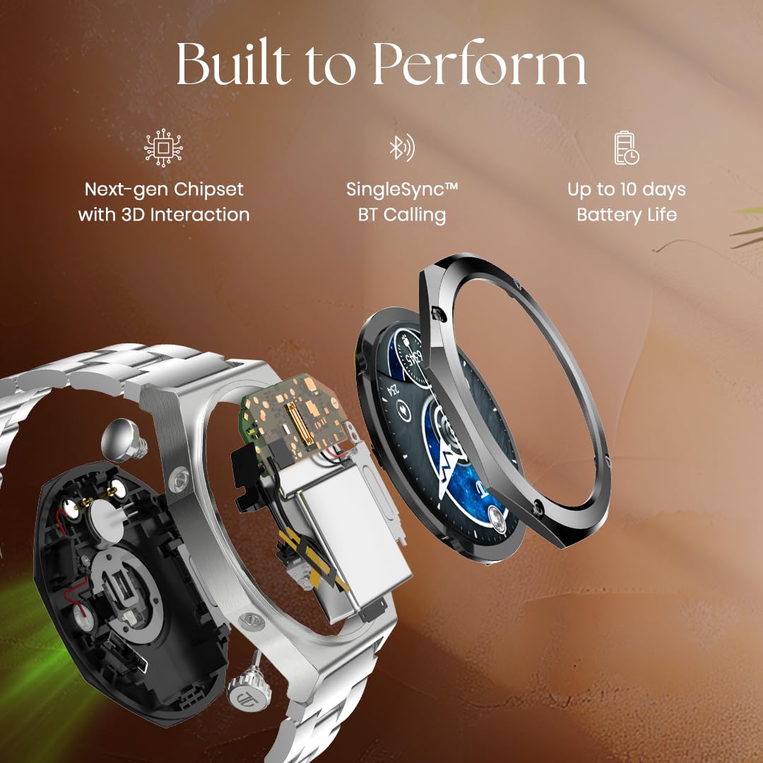 Titan Maestro Premium Metal Smartwatch with All√Ç SS construction, SingleSync BT Calling, Functional Crown