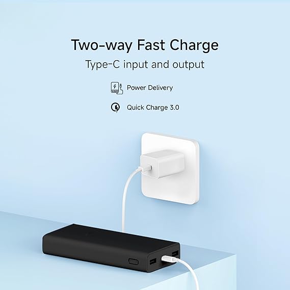 Xiaomi Power Bank 4i 20000mAh 33W Super Fast Charging PD |Smart 12 Layer Protection|Type C Input & Output|Triple Output Ports|Supports Android,Apple, Tablets, Earbuds,Watch(MI Powerbank)