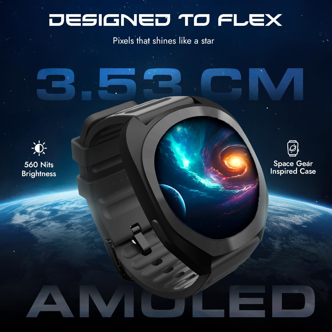 Fastrack Cosmix 1.32" AMOLED Display Metal Case Smart Watch with Heart Rate Monitor,AI Watchface & Chat,Push Button Interactions,BT Calling,IP68 Water Resistant Upto 5 Days Battery Life