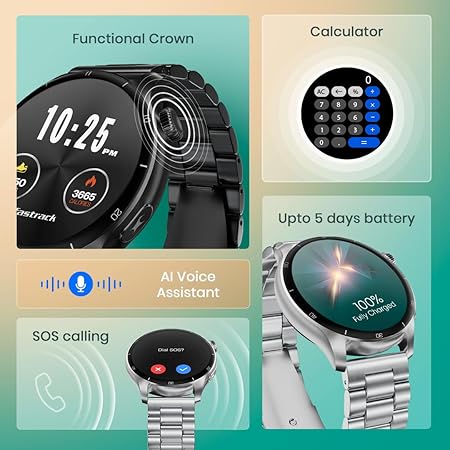 Fastrack Dezire FX1 PRO Fashion Smart Watch, 1.43" AMOLED, 466*466 Pixel Resolution, SingleSync BT Calling, AI Voice Assistant, 100+ Sports Modes & Smartwatch Faces, Upto 5 Day Battery, IP68