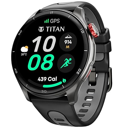 Titan Celestor 1.43" AMOLED Smart Watch with Built-in GPS, Advanced Health Intelligence, AI Voice Assistant, Aluminium Case, 100+ Sports Modes, Water Resistance ‚Äì Smartwatch for Men & Women