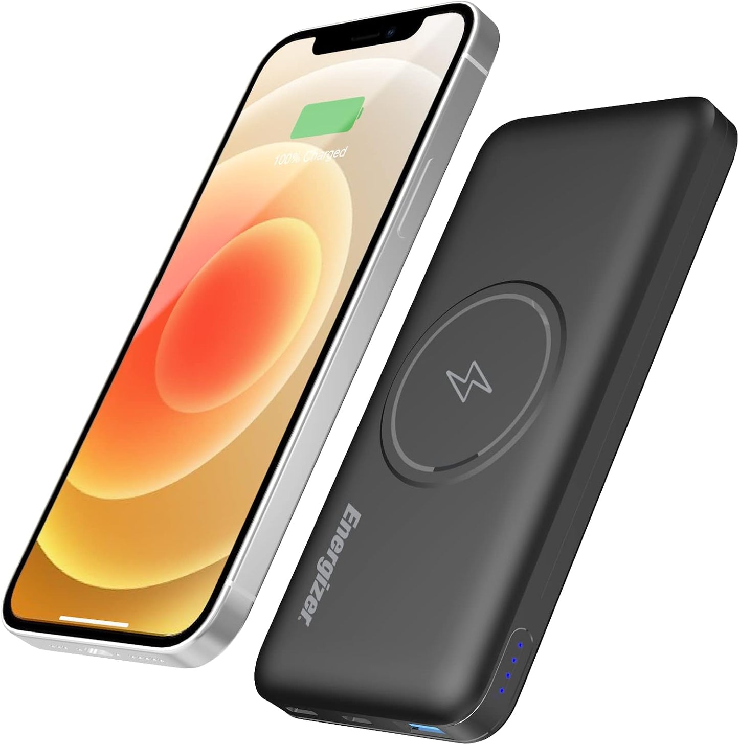 Energizer 10000 mAh Wireless Fast Charging Power Bank, Triple Outputs - Wireless, Smart USB-A 18W, USB-C Power Delivery Output, Dual inputs - USB-C and micro-USB,
