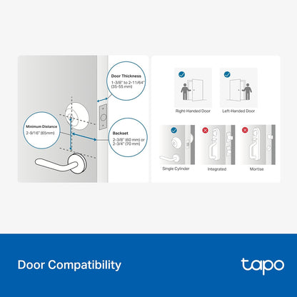 Tapo Smart Wi-Fi Deadbolt Door Lock ‚Äì Keyless Tactile Buttons, Customized Access with in-App Monitoring, Auto-Lock, IP54 Weatherproof, BHMA Grade 3, Compatible with Standard Door Sizes, Tapo DL100