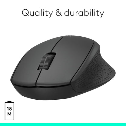 Logitech M331 Silent Plus Wireless Mouse, 2.4GHz with USB Nano Receiver, 1000 DPI Optical Tracking, 3 Buttons, 24 Month Life Battery, PC/Mac/Laptop