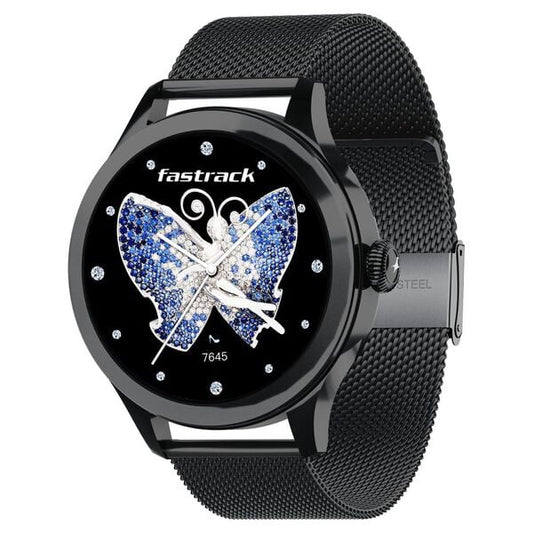 Fastrack Noir Pro 1.19" Super AMOLED Metal Smart Watch with 1000 Nits Brightness, BT Calling, 24/7 Health Suite, Functional Crown, Zinc Alloy Case ‚Äì Smartwatch for Women