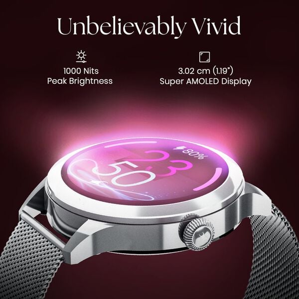 Fastrack Noir Pro 1.19" Super AMOLED Metal Smart Watch with 1000 Nits Brightness, BT Calling, 24/7 Health Suite, Functional Crown, Zinc Alloy Case ‚Äì Smartwatch for Women