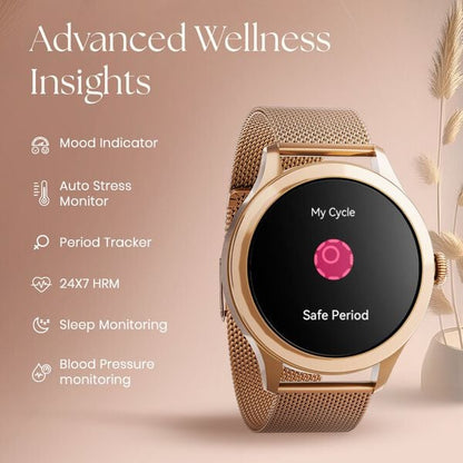 Fastrack Noir Pro 1.19" Super AMOLED Metal Smart Watch with 1000 Nits Brightness, BT Calling, 24/7 Health Suite, Functional Crown, Zinc Alloy Case ‚Äì Smartwatch for Women