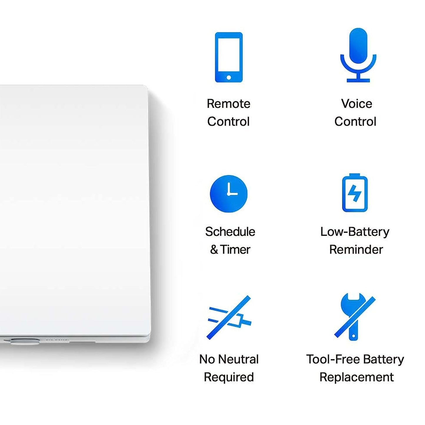 Tapo S210 Smart Light Switch 1 Gang 1 Way, Remote and Voice Control,Away Mode,No Neutral Required,Battery included,Work with Alexa & Google home, Tapo Hub Required sold separately