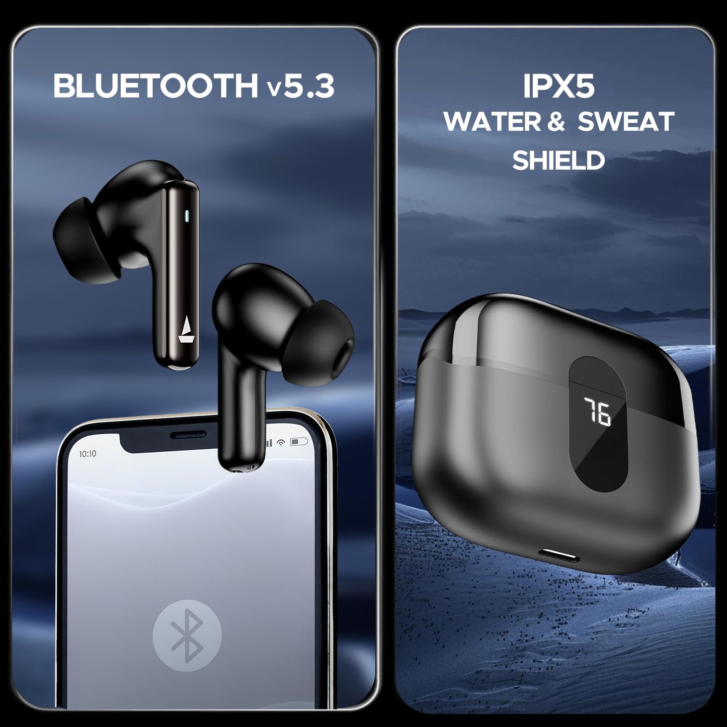 boAt Airdopes 121 Pro Plus,100H Battery,4Mics ENx,Low Latency,Fast Charge, LED Display, Stream Ad Free Music via App Support, Bluetooth in Ear Earbuds, TWS Ear Buds Wireless Earphones with mic