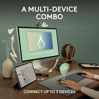 Logitech Pebble 2 Combo, Wireless Keyboard and Mouse, Quiet and Portable, Customisable, Logi Bolt, Bluetooth, Easy-Switch for Windows, macOS, iPadOS