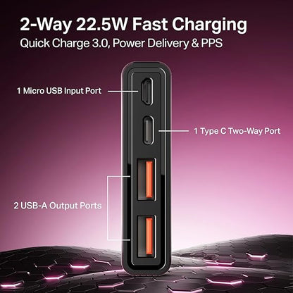 boAt Energyshroom PB300 10000 mAh 22.5W Fast Charging Power Bank (2X Output Ports, Supports Android,iPhone,Tablets,Earbuds)