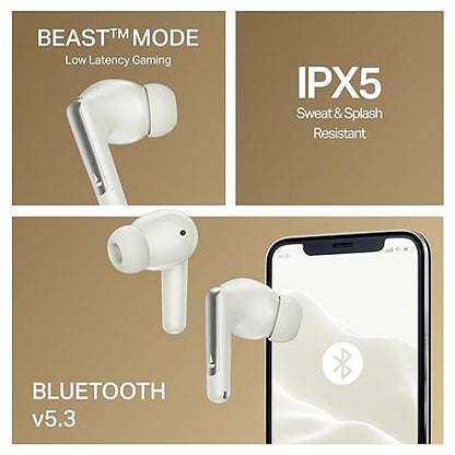 boAt Airdopes 141 Elite ANC (2025), ANC(~35dB), 4Mics ENx Tech, 42H Battery, Fast Charge,Stream Ad Free Music via App Support, IPX5, Bluetooth Earbuds, TWS Ear Buds Wireless Earphones with