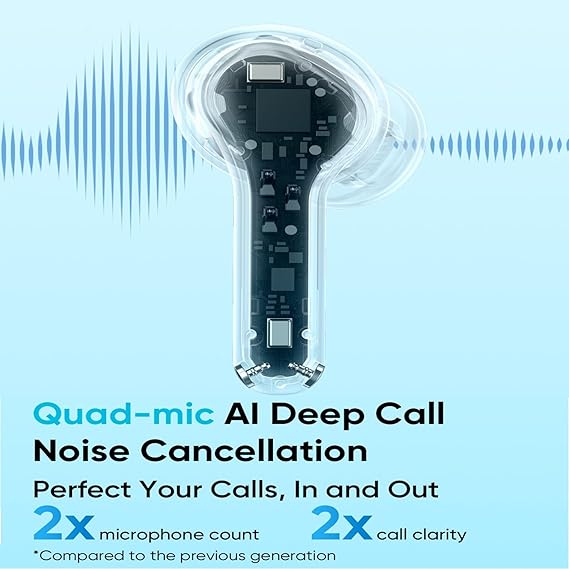 realme Buds T200x True Wireless Earbuds with 12.4mm Dynamic Bass Drivers, 25 dB ANC, Quad Mic, 45ms Latency, Upto 48 Hrs Playback, Fast Charge, IP55 Rated, BT 5.4