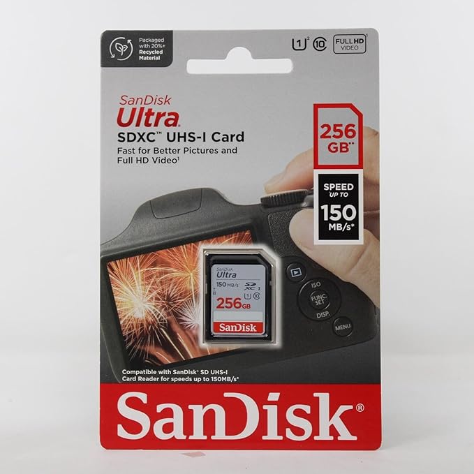 SanDisk Ultra UHS I SD Card 150MB/s for DSLR and Mirrorless Cameras, 10Y Warranty