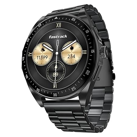 Fastrack Radiant FX1 1.43" AMOLED Metal Smart Watch with Functional Crown, BT Calling, AOD, 100+ Sports Modes, Health Tracking, IP68 Water Resistance ‚Äì Smartwatch for Men & Women