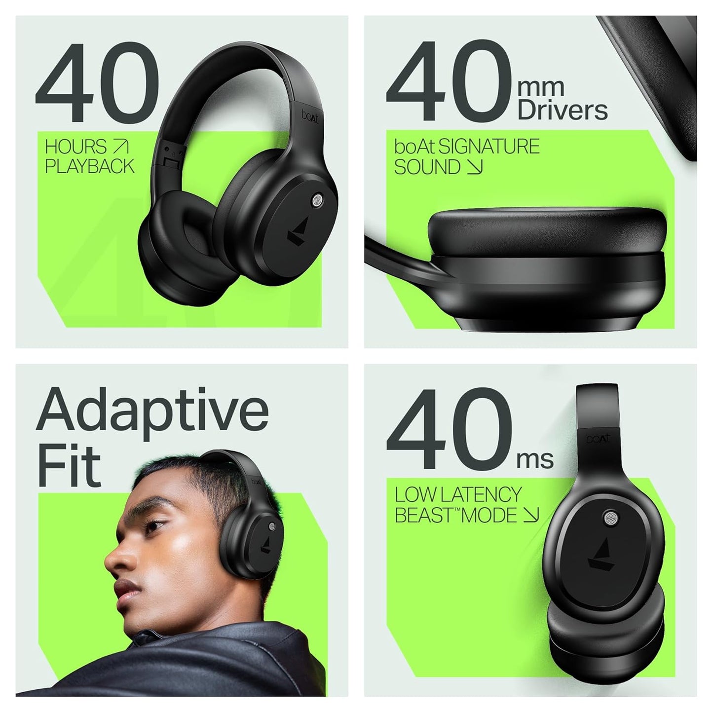 boAt 2025 Launch Rockerz 421, 40H Battery, Low Latency(40Ms), 40Mm Drivers, Enx Tech, Stream Ad Free Music via App Support, Bluetooth Headphones, Wireless Over Ear Headphone with Mic