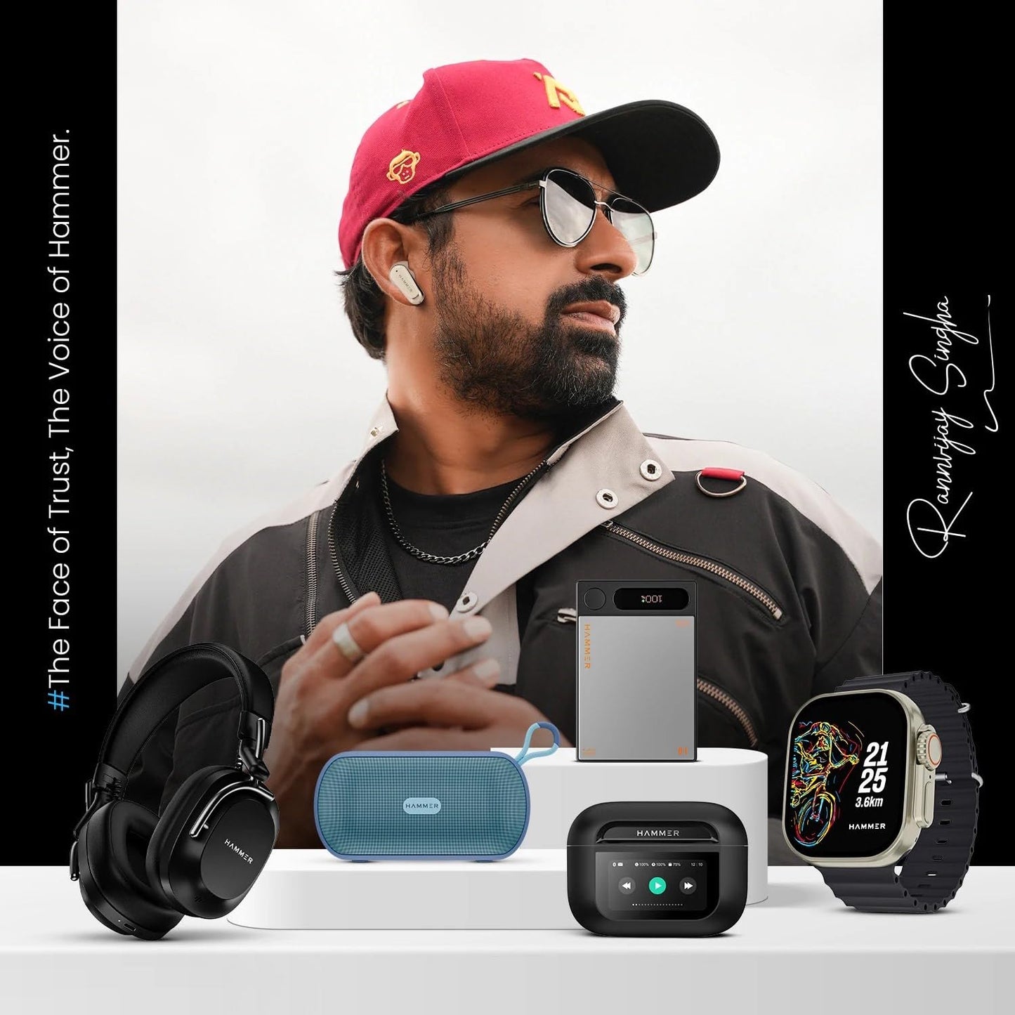 HAMMER Bash Max Over The Ear Wireless Bluetooth Headphones with Mic, Touch Control, Deep Bass, Upto 40 Hours Playtime, Bluetooth 5.3, Workout/Travel