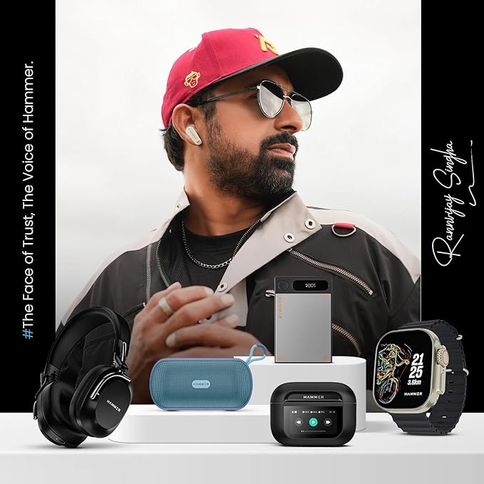 HAMMER Bash Pro 33 dB Hybrid ANC Over Ear Wireless Headphones, 4 Mics for Clear Calling, Charge 10mins = 300mins playtime, 40mm Driver, Transparency Mode, 37Hrs Playtime, Super soft Cushion, 5.3