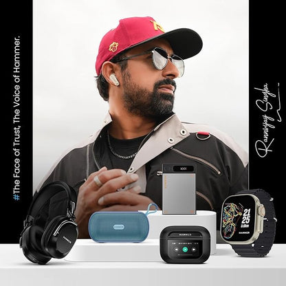 HAMMER Bash Pro 33 dB Hybrid ANC Over Ear Wireless Headphones, 4 Mics for Clear Calling, Charge 10mins = 300mins playtime, 40mm Driver, Transparency Mode, 37Hrs Playtime, Super soft Cushion, 5.3