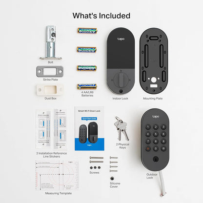 Tapo Smart Wi-Fi Deadbolt Door Lock ‚Äì Keyless Tactile Buttons, Customized Access with in-App Monitoring, Auto-Lock, IP54 Weatherproof, BHMA Grade 3, Compatible with Standard Door Sizes, Tapo DL100