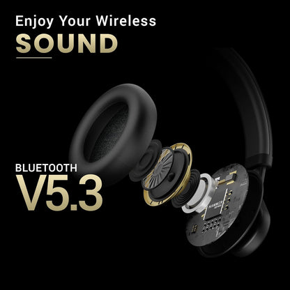 HAMMER Bash Max Over The Ear Wireless Bluetooth Headphones with Mic, Touch Control, Deep Bass, Upto 40 Hours Playtime, Bluetooth 5.3, Workout/Travel