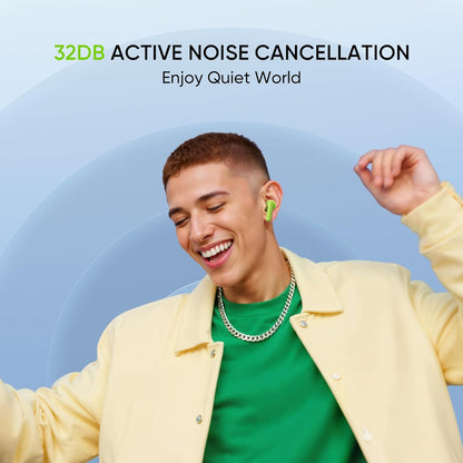 realme Buds T200 True Wireless Earbuds with Hi-Res Audio, 12.4mm Dynamic Bass Drivers, 32 dB ANC, Quad Mic, 45ms Latency, Upto 50 Hrs Playback, Fast Charge, IP55 Rated, BT 5.4