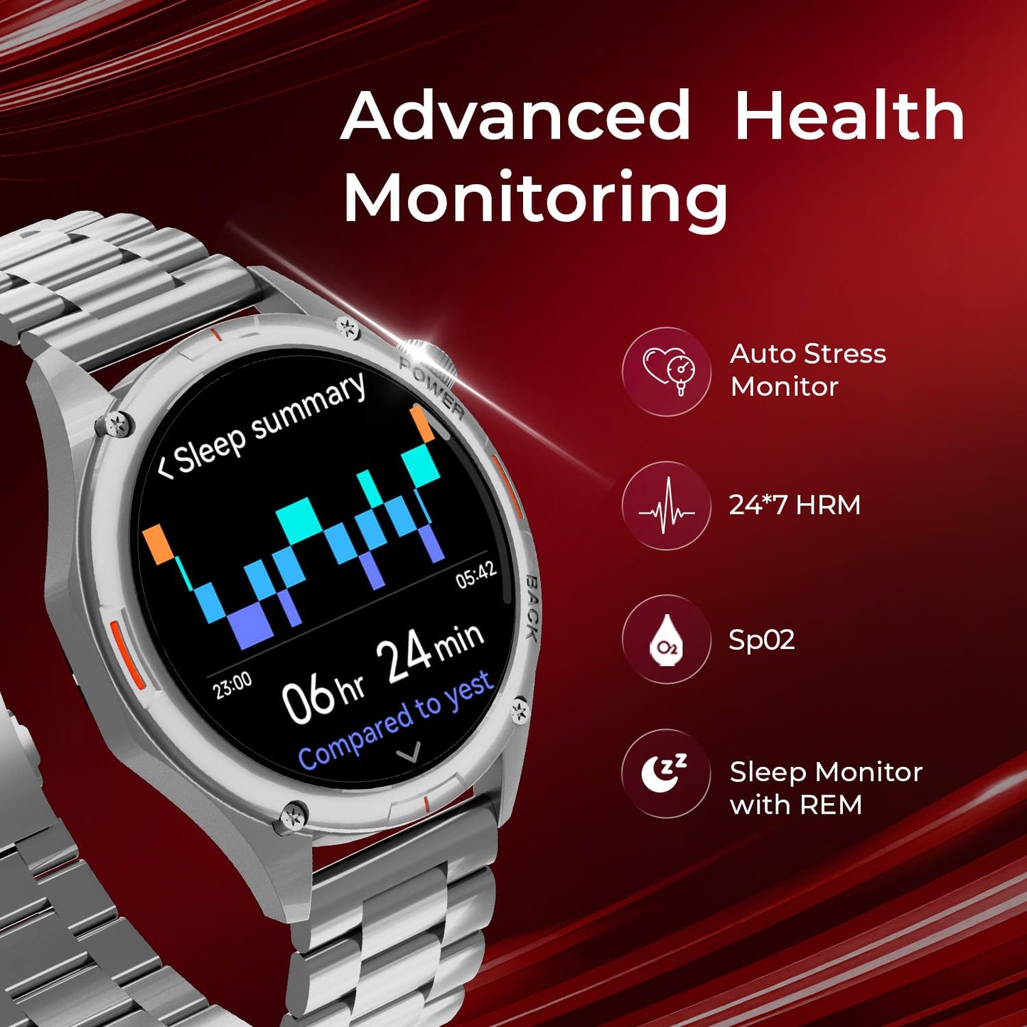 Fastrack Marvellous FX1 1.43" AMOLED Smart Watch with SpO2 Monitoring, Sleep & Mood Tracking, Bluetooth Calling, AI Voice Assistant, Alloy Case ‚Äì Smartwatch for Men & Women