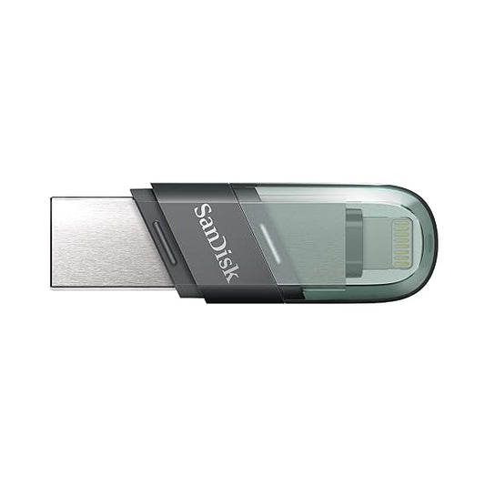 SanDisk iXpand USB 3.0 Flash Drive Flip USB to lightning, for iOS and Windows, Metalic