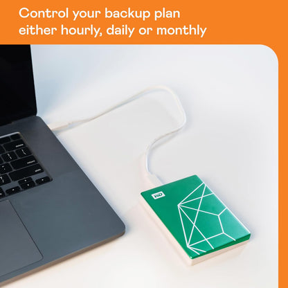 WD My Passport WDBJXT0020BGN-WESN 2TB 20th Anniversary Emerald Drive Portable Hard Drive USB-C with Backup Software and Password Protection