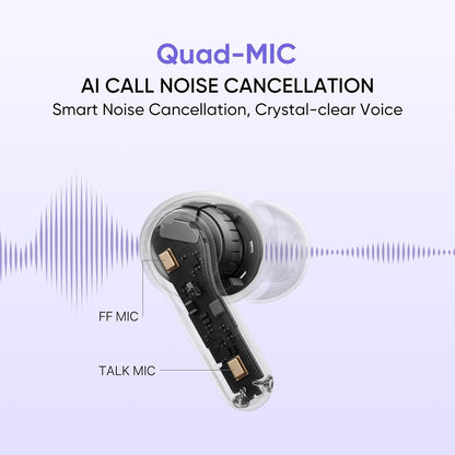 realme Buds T200 True Wireless Earbuds with Hi-Res Audio, 12.4mm Dynamic Bass Drivers, 32 dB ANC, Quad Mic, 45ms Latency, Upto 50 Hrs Playback, Fast Charge, IP55 Rated, BT 5.4