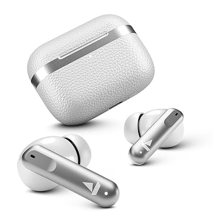 boAt Airdopes 111v2, Leather Finish, 4Mics ENx, 50H Battery, 13mm Drivers, Dual Pair,Stream Ad Free Music via App Support, Bluetooth TWS in Ear Earbuds Wireless Earphones with mic