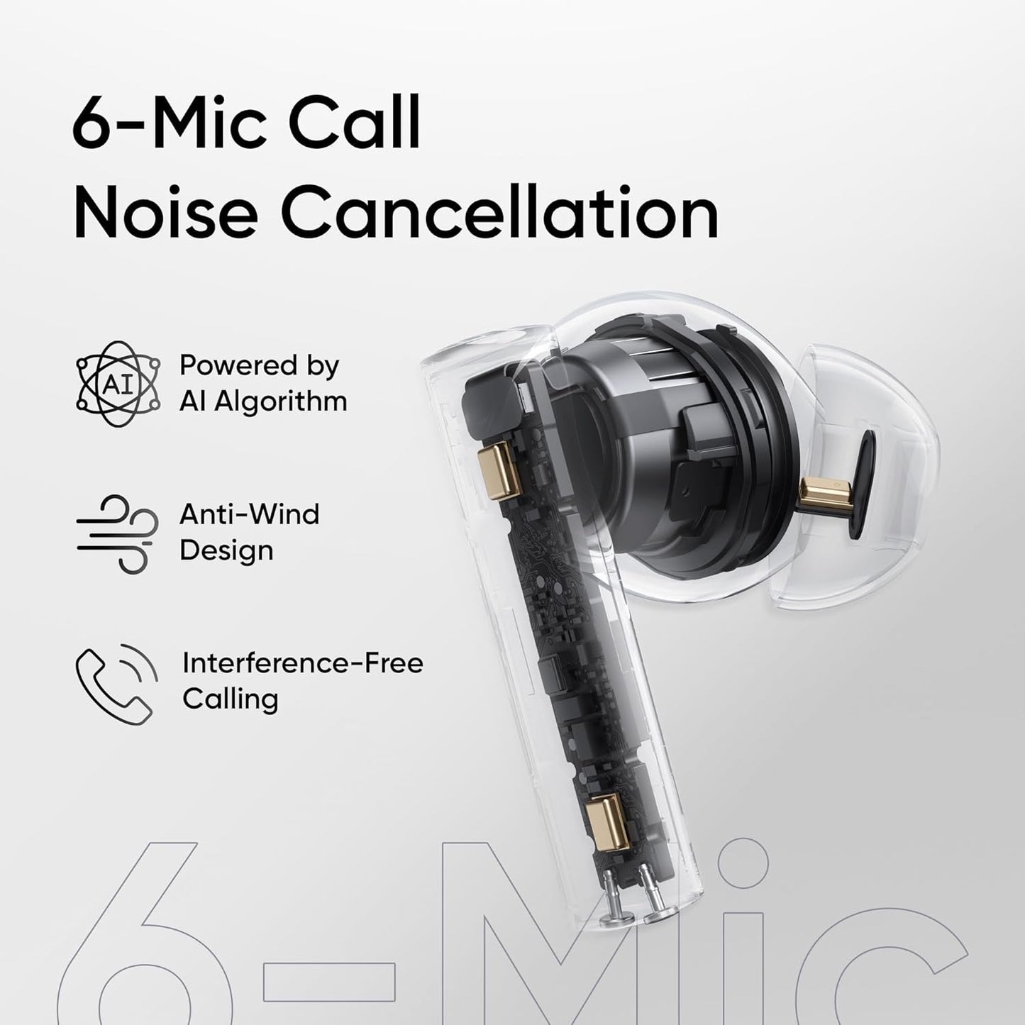 realme Buds Air 6 TWS in Ear Earbuds with 12.4 mm Deep Bass Driver, 40 Hours Play time, Fast Charge,50 dB ANC,LHDC 5.0, 55 ms Low Latency, IP55 Dust & Water Resistant, Bluetooth v5.3