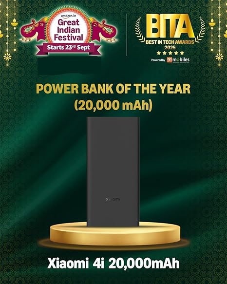 Xiaomi Power Bank 4i 20000mAh 33W Super Fast Charging PD |Smart 12 Layer Protection|Type C Input & Output|Triple Output Ports|Supports Android,Apple, Tablets, Earbuds,Watch(MI Powerbank)