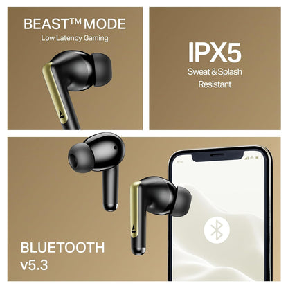 boAt Airdopes 141 Elite ANC (2025), ANC(~35dB), 4Mics ENx Tech, 42H Battery, Fast Charge,Stream Ad Free Music via App Support, IPX5, Bluetooth Earbuds, TWS Ear Buds Wireless Earphones with