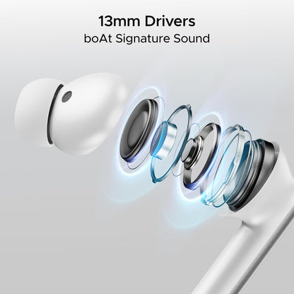 boAt Airdopes 111v2, Leather Finish, 4Mics ENx, 50H Battery, 13mm Drivers, Dual Pair,Stream Ad Free Music via App Support, Bluetooth TWS in Ear Earbuds Wireless Earphones with mic