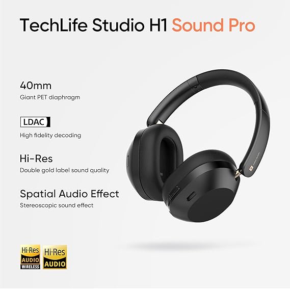 realme TechLife Studio H1 Over The Ear Over Ear Wireless Headphone with 70Hours Playtime 360¬∞ Spatial Audio, 40mm Drivers, 80ms Superlow Latency, 43 dB Adaptive