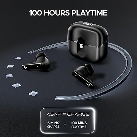 boAt Airdopes 121 Pro Plus,100H Battery,4Mics ENx,Low Latency,Fast Charge, LED Display, Stream Ad Free Music via App Support, Bluetooth in Ear Earbuds, TWS Ear Buds Wireless Earphones with mic