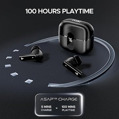boAt Airdopes 121 Pro Plus,100H Battery,4Mics ENx,Low Latency,Fast Charge, LED Display, Stream Ad Free Music via App Support, Bluetooth in Ear Earbuds, TWS Ear Buds Wireless Earphones with mic