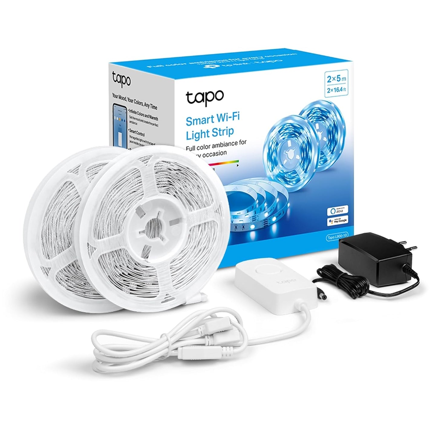 Tapo L900-10 Smart LED Light Strip, two lights included (5 meters each), Wi-Fi App Control RGB Multicolour LED Strip, Works with Alexa &Google Home,Suitable for TV Kitchen DIY Decoration