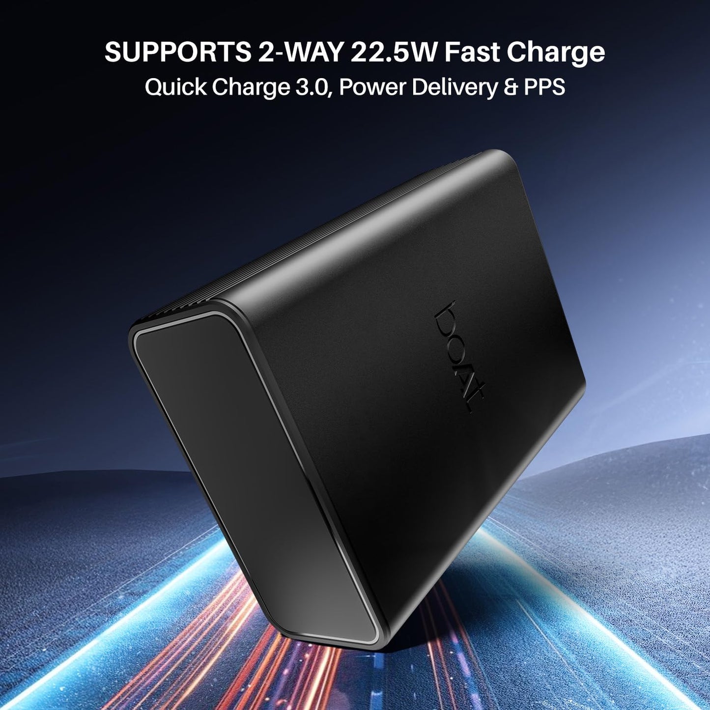 boAt Energyshroom PB400 Pro 20000 mAh 22.5W Pocket Size, Compact Power Bank, Fast Charging (2X Output Ports, Supports Android, iPhone, Tablets, Earbuds, etc.)