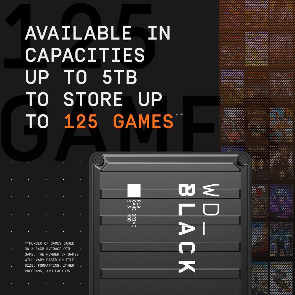 WD_Black  P10 Game Drive Portable External Hard Drive Compatible with Ps4 Xbox One Pc and Mac