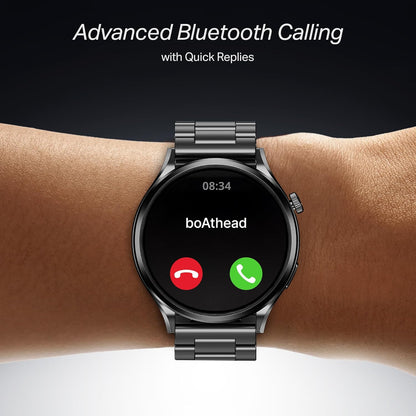 Boat Lunar Discovery Pro, 1.39" HD Display, Metal Body, QR Tray, Emergency SOS, Functional Crown, Multiple Sports Modes, HR,SpO2 & Sleep Tracking, Smart Watches for Men & Women