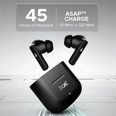Boat Airdopes Primo in Ear HeadphoneTWS Earbuds with 45 Hours Playback, Fast Charge, Beast Mode, Dual Mics Enx, IPX Bluetooth Earbuds
