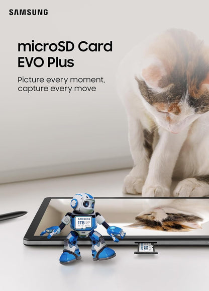 Samsung EVO Plus Micro SDXC w/SD Adaptor, Up-to 160MB/s, Expanded Storage for Gaming Devices, Android Tablets and Smart Phones, Memory Card,
