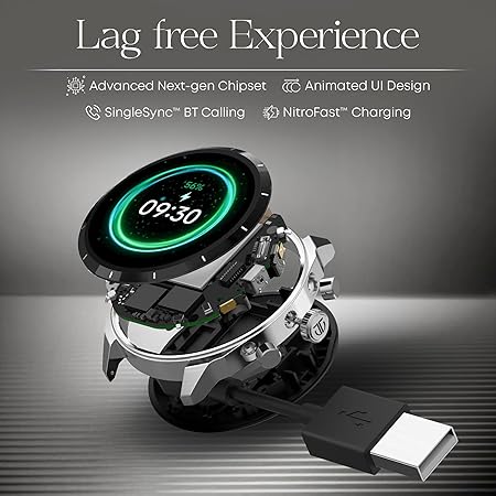Titan Heritage 1.43" AMOLED Stainless Steel Bracelet Smart Watch for Men, BT Calling, Voice Assistant, Quick Health Measurement, Functional Crown, 3D UI, 60Hz Display, Fast Charging
