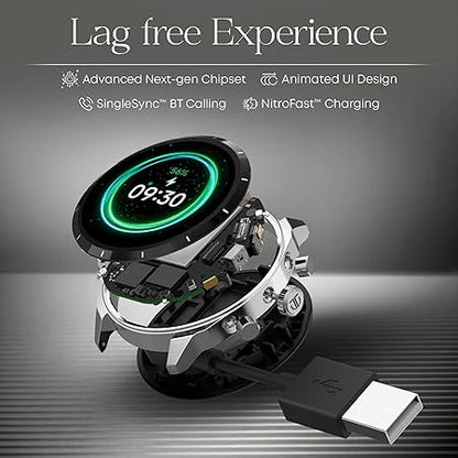 Titan Heritage 1.43" AMOLED Stainless Steel Bracelet Smart Watch for Men, BT Calling, Voice Assistant, Quick Health Measurement, Functional Crown, 3D UI, 60Hz Display, Fast Charging