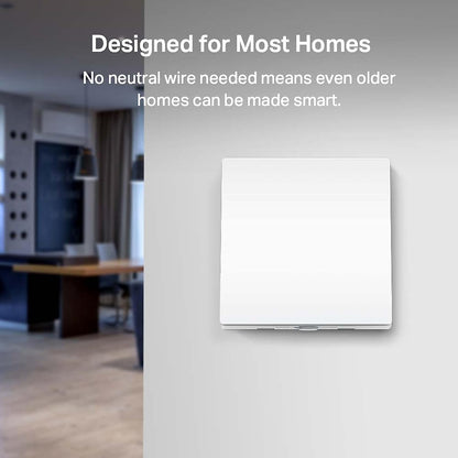 Tapo S210 Smart Light Switch 1 Gang 1 Way, Remote and Voice Control,Away Mode,No Neutral Required,Battery included,Work with Alexa & Google home, Tapo Hub Required sold separately